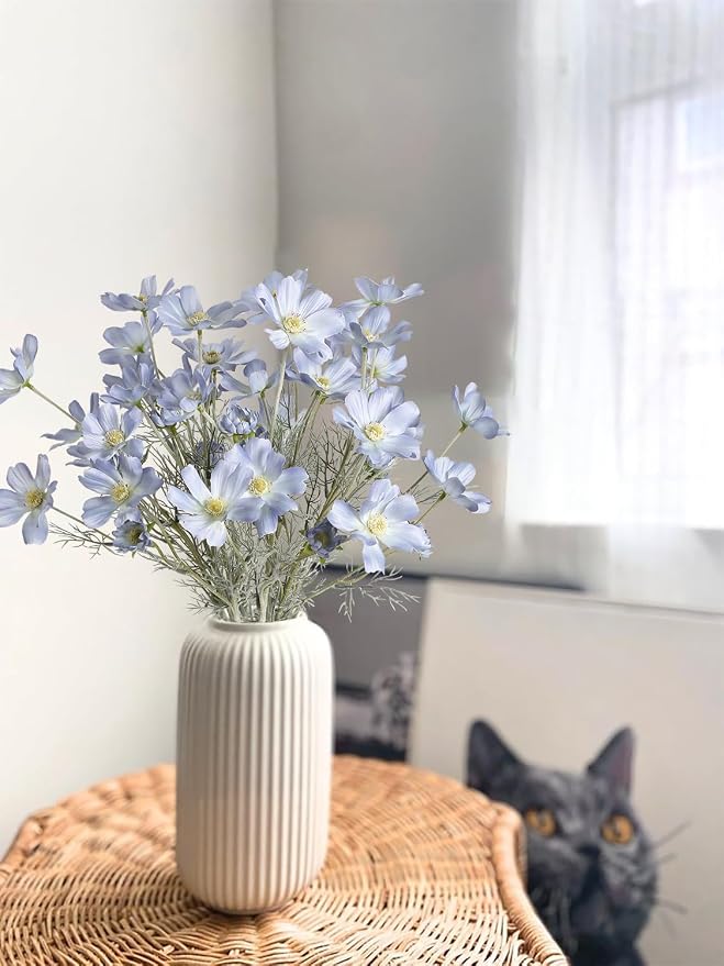 6PCS Daisy Flowers Artificial 24'' Blue Flowers Artificial Wildflowers Silk - Image 4