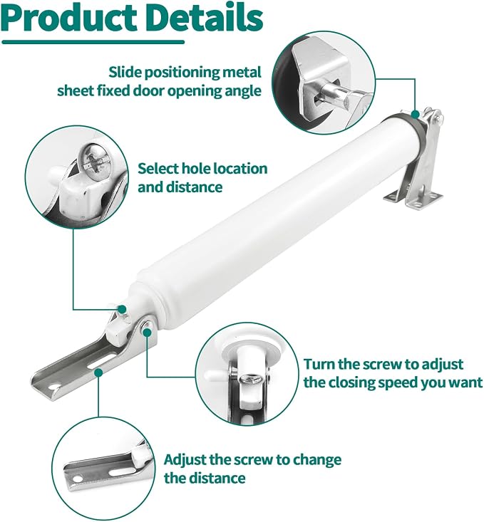 2 PCS Screen and Storm Door Closer Kit, Heavy Duty Pneumatic Screen and Storm - Image 3
