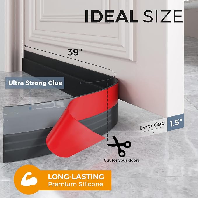 Grotheory 2 Pack Door Draft Stopper, Door Sweep, Weather Stripping Seal | - Image 4