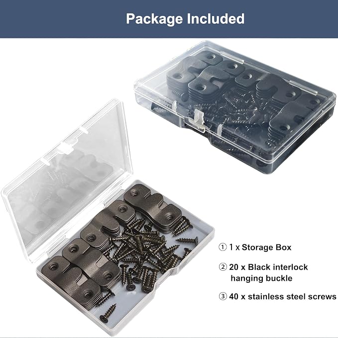 20Pcs Black Flush Mount Bracket 1.73" x 0.75" Stainless Steel Interlock Photo - Image 7