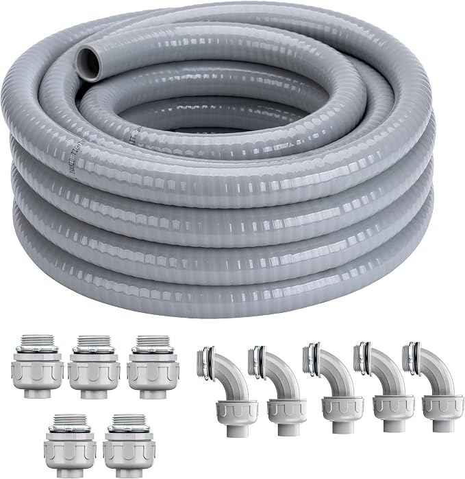1 Inch 100 FT Liquid-Tight Conduit and Connector Kit | Non Metallic Flexible by ProfessionalBrand