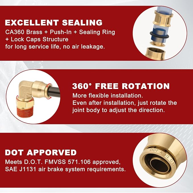 90° Swivel Male Elbow, 1/2" Tube x 3/8" NPT, DOT Approved 5PCS | - Image 4
