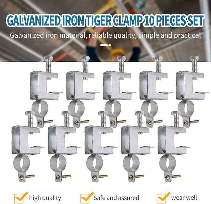 Saihisday 10Pcs 1" Beam Clamp C-Clamps Conduit Hanger Cable Clamp Pipe Support - Image 4