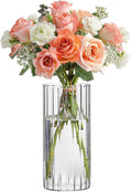 ComSaf Glass Cylinder Vase 8 Inch Tall, Hurricane Floating Candle Holder by ComSaf
