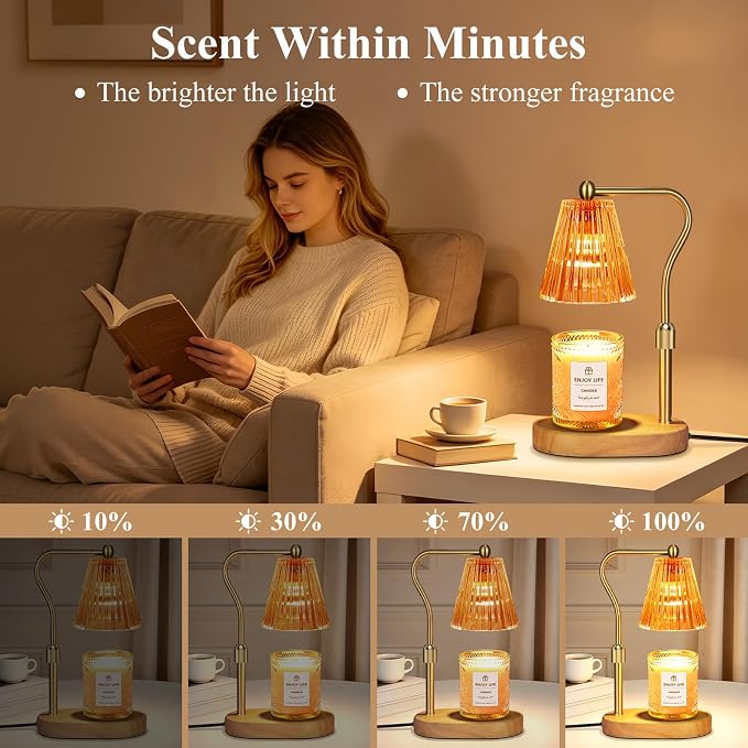 Red Candle Warmer Lamp with Timer Dimmer Adjustable Height, Electric Wax Warmer - Image 5