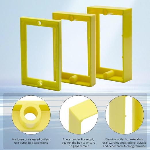 HXH Single Gang Receptacle Outlet Box Extender, 1/4 Inch, 3 Pack | - Image 5