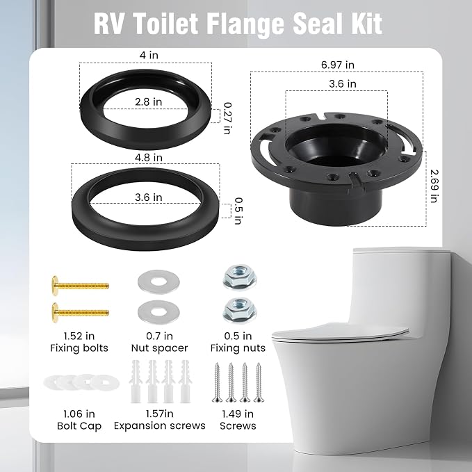 RV Toilet Flange Seal Kit, RV Toilet Seal Replacement Compatible - Image 5