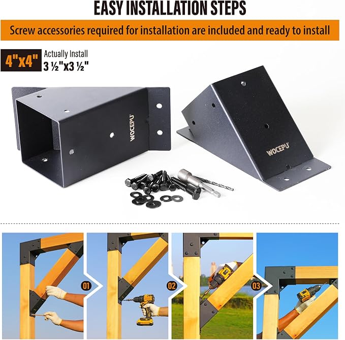 2pack 4x4 Degree Angle Support Brackets, - Image 5