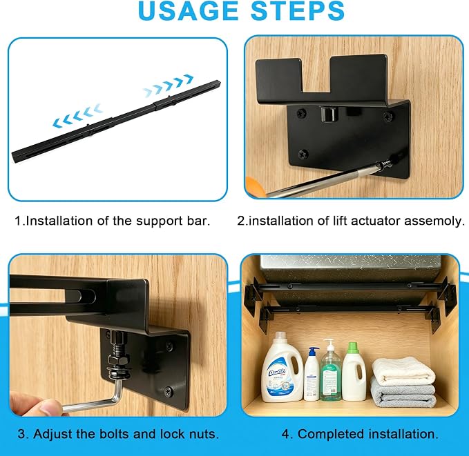 Heavy-Duty Undermount Sink Brackets Kit, Adjustable Carbon Steel Supports - Image 6