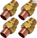 4 Pack 1/2" C x MIP LF Brass Pipe Union Sweat to Male | by Otoolling