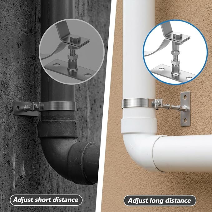 2 Pcs 6 Inch Heavy Duty Adjustable Pipe Bracket, Heavy Duty Split Ring Pipe - Image 6