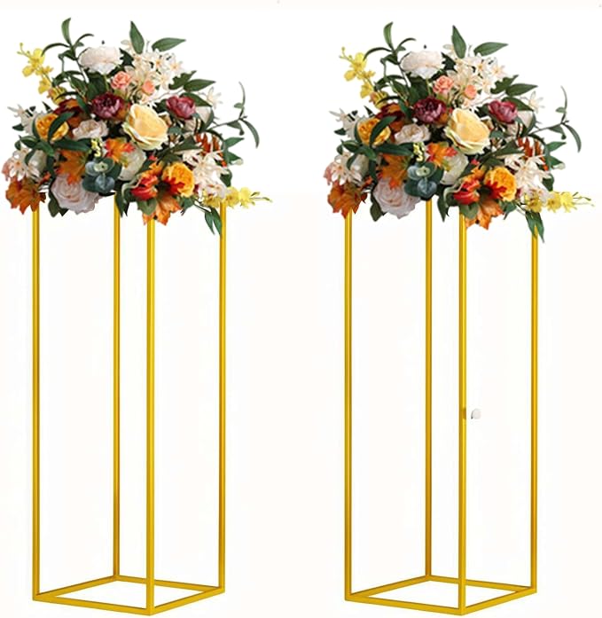 31.5inch 2 pcs Column Vases Gold Centerpieces by MEISHAONV