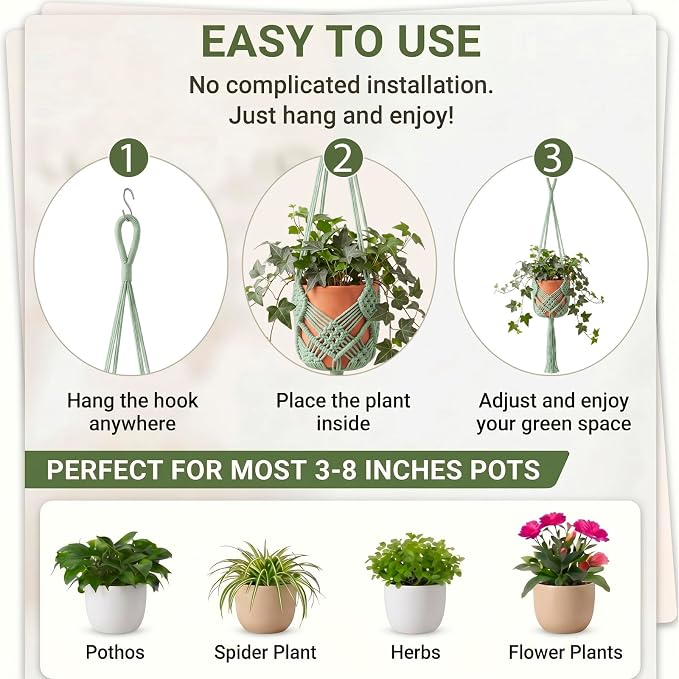 Shappy 1 Pack Boho Macrame Plant Hanger - Image 3