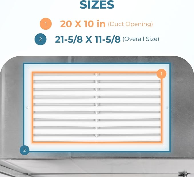 Rustproof 20 x 10 in Aluminum Vent Cover – Quiet Return Air Grille - Image 3