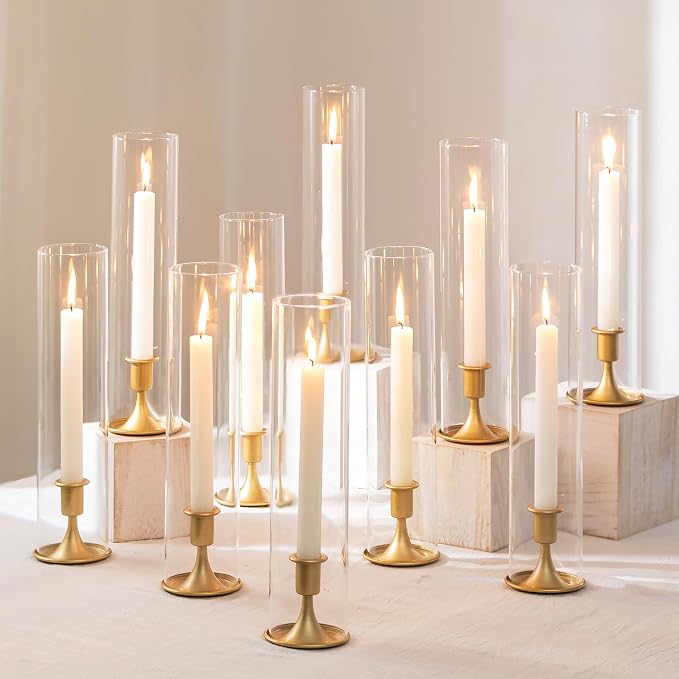 Romadedi Hurricane Candlestick Holders Gold, Taper Candle Holder, Matte Gold by ROMADEDI