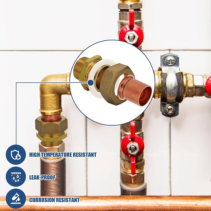2 Pack 3/4" C x MIP LF Brass Pipe Copper Union Sweat to Male | - Image 4