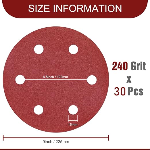 9 Inch Sanding Disc 240 Grit Hook and Loop Sandpaper - Image 2