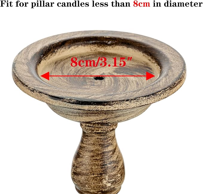Sziqiqi Vintage Pillar Candle Holders Distressed Metal Candleholder Set | Set - Image 5