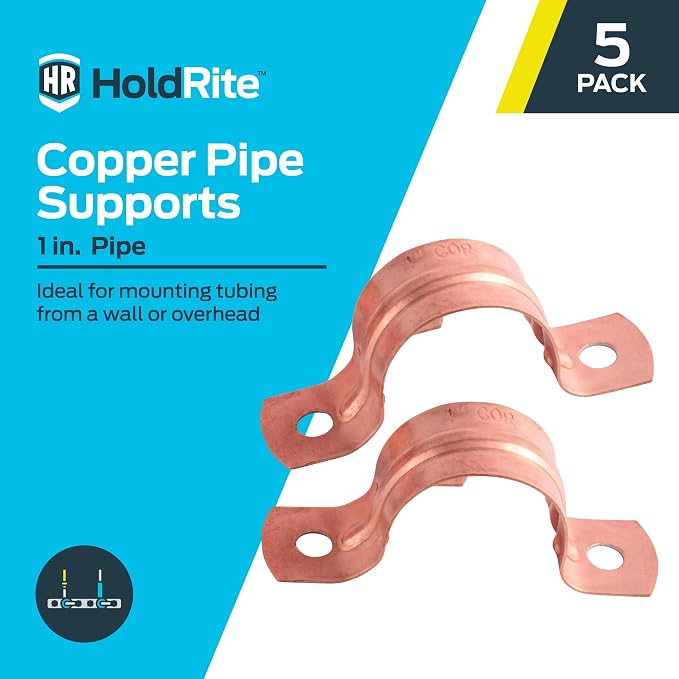 HoldRite 1 Inch Copper 2-Hole Strap, 5 Pack, Pipe Support - Image 2