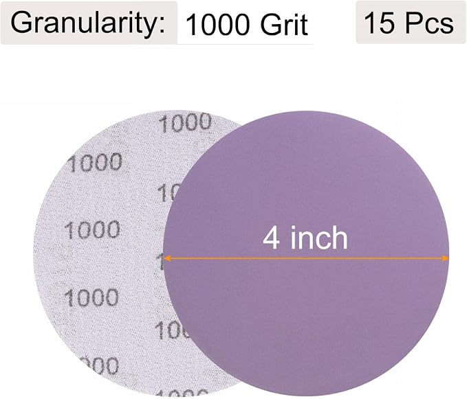 uxcell 15Pcs 4-Inch Purple Sanding Discs 1000 Grits Hook and Loop Professional - Image 2