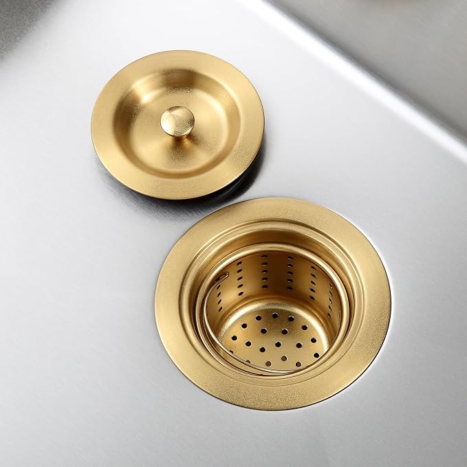 ROVOGO Kitchen Sink Drain Assembly Gold, Removable Deep Strainer Basket - Image 2