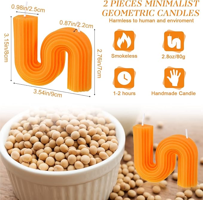 Tondiamo 2 Pcs Aesthetic Candles Twist Shaped Aesthetic Candles Cool S Shape - Image 2