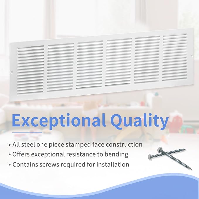 Howeall 30"W x 8"H Steel Return Air Grille, Air Return Vent Cover - Image 2