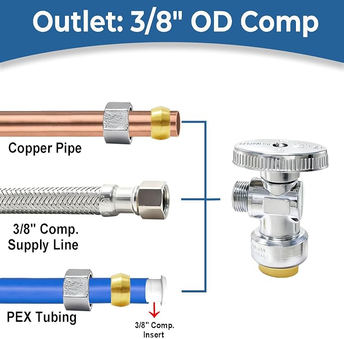 TTFLEX Angle Stop Valve 1/2" Push x 3/8" Comp - Image 3