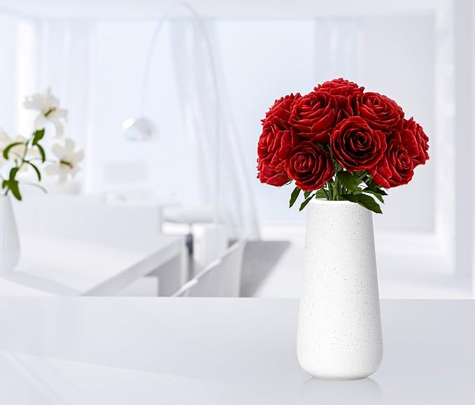 D'vine Dev 8 Inch Ceramic Flower Vase Textured Finishing, Minimalist Design - Image 7