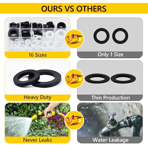 135 PCS Rubber & Silicone Hose Washers Kit, 16 Sizes - Image 3