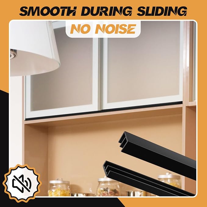 8 Sets 4 ft Long Plastic Sliding Cabinet Door Track Hardware Set - Image 3