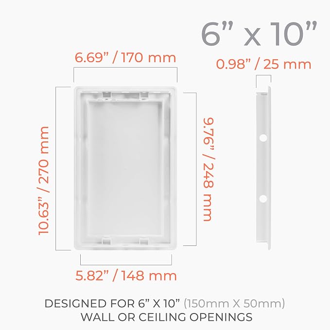6x10 Inch White Access Panel for Drywall – ABS Plastic Square Wall, Ceiling - Image 2