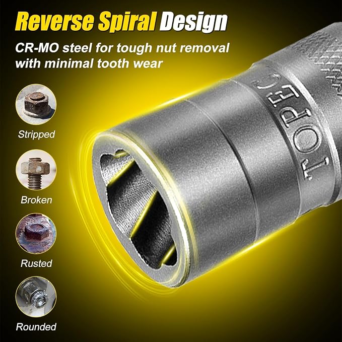 Upgrade Bolt Extractor Kit, 1/4" 3/8" Drive Impact Rounded Bolt Remover - Image 2