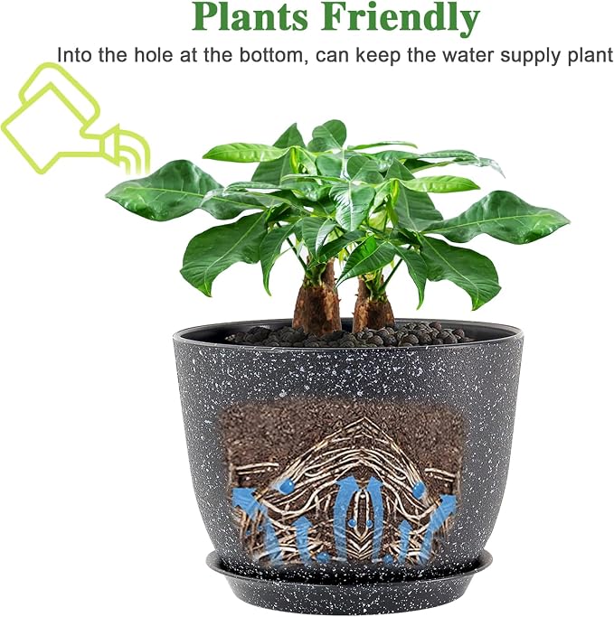 UOUZ 12inch Large Plant Pot, Modern Plastic Planter - Image 4