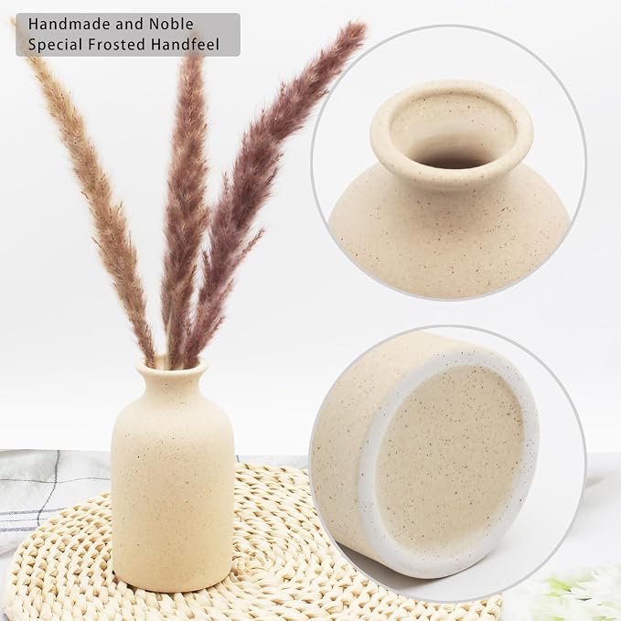 YANLING 6 Pack Small Vase for Flowers, 5 inch Modern Ceramic Vases | for Pampas - Image 4