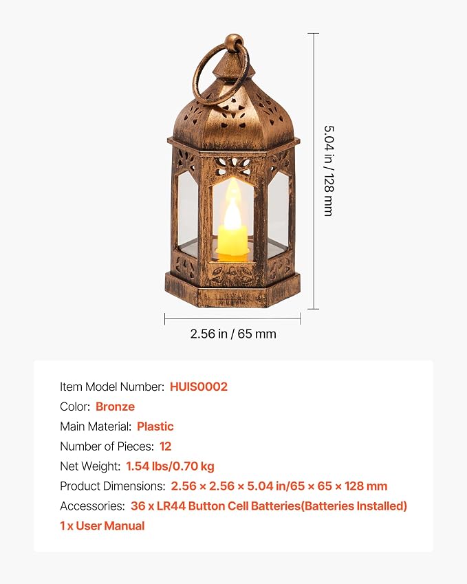VEVOR 12 Pcs Decorative Candle Lantern, LED Electric Flameless Candle, Plastic - Image 7