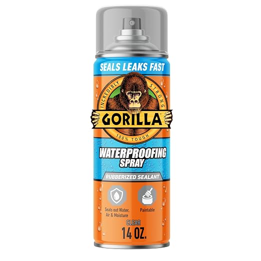 Gorilla Waterproofing Spray, Flexible Rubberized Sealant, 14 oz | Paintable and by Gorilla