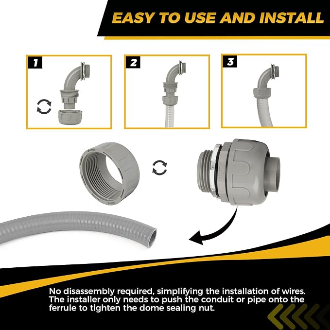 Conduit Connectors, 1 Inch Liquid Tight Connector NPT Non-Metallic - Image 5