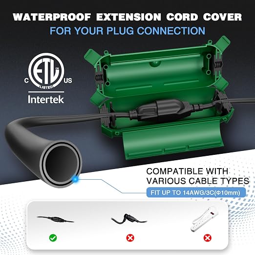 3 Pack Outdoor Extension Cord Waterproof Cover, - Image 2