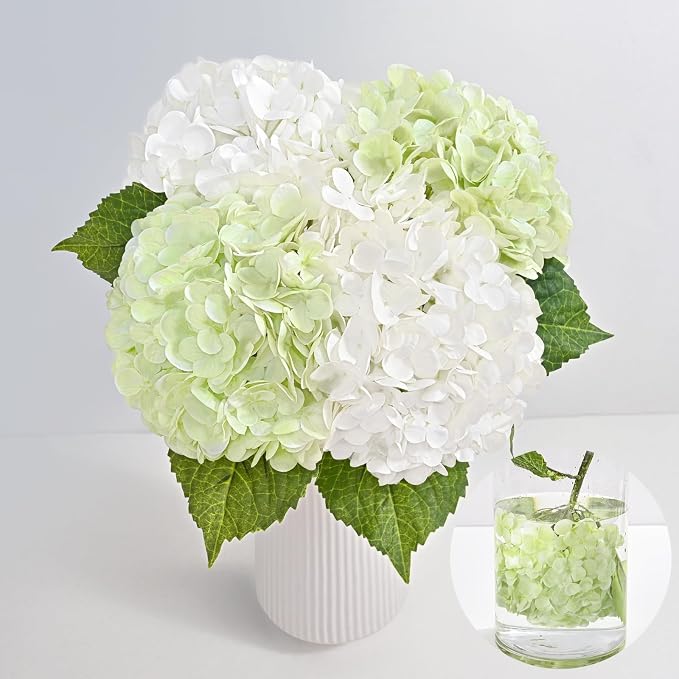 4Pcs 21in Latex Real Touch Hydrangea Artificial Flowers | Lifelike Large by MARTINEMALL