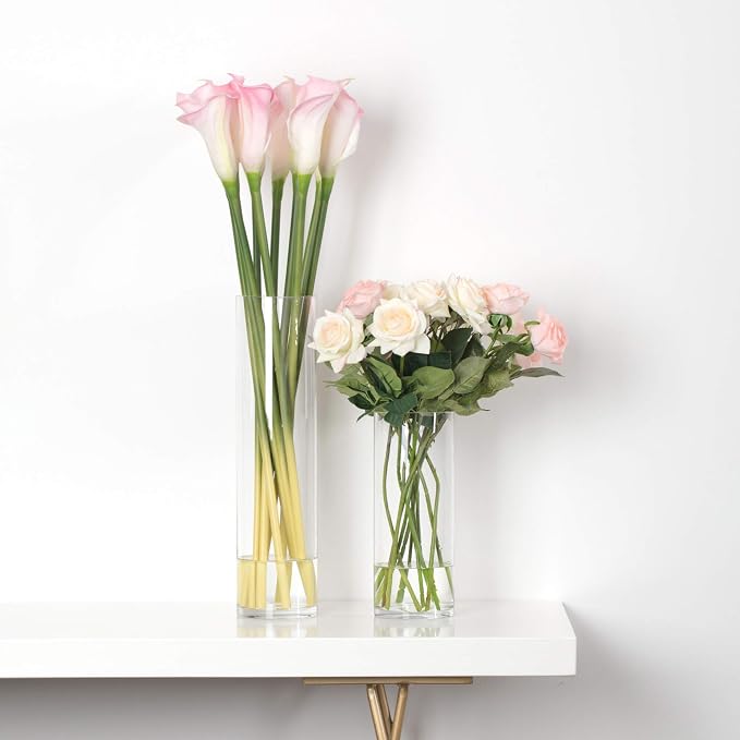 WGVI Quality Thick Weighted Clear Cylinder Glass Vases, Skinny Bud Vase Narrow - Image 7