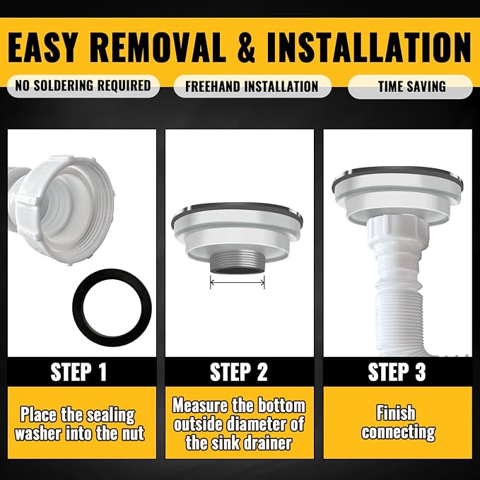 VIVIDA 1-1/2" Kitchen Sink Drain Pipe, Flexible Sink P Trap - Image 8