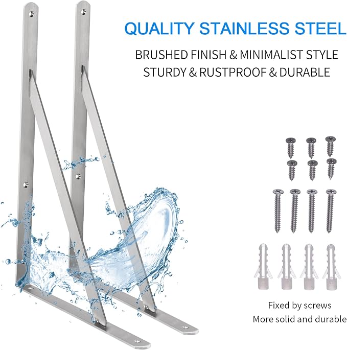 YUMORE 20 Inch Shelf Bracket, Heavy Duty L Bracket, 2 Pack - Image 5