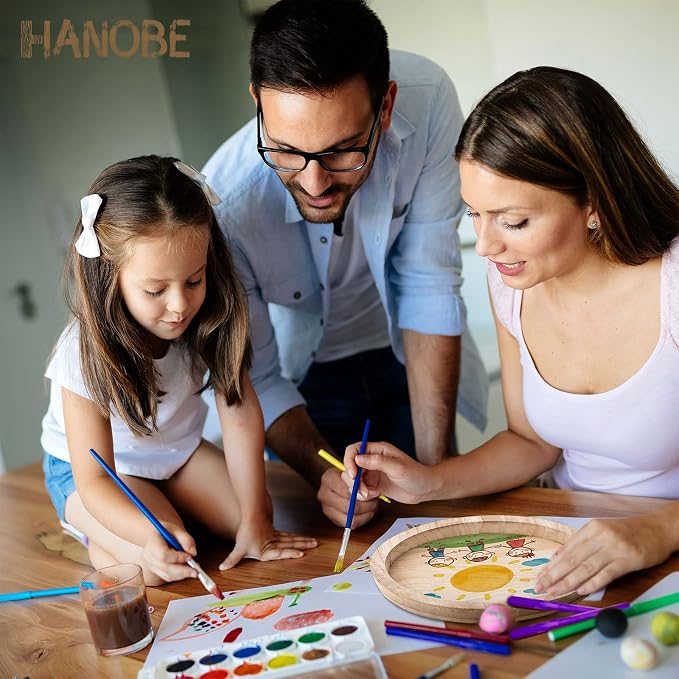 Hanobe Unfinished Round Wooden Craft Trays - Image 3