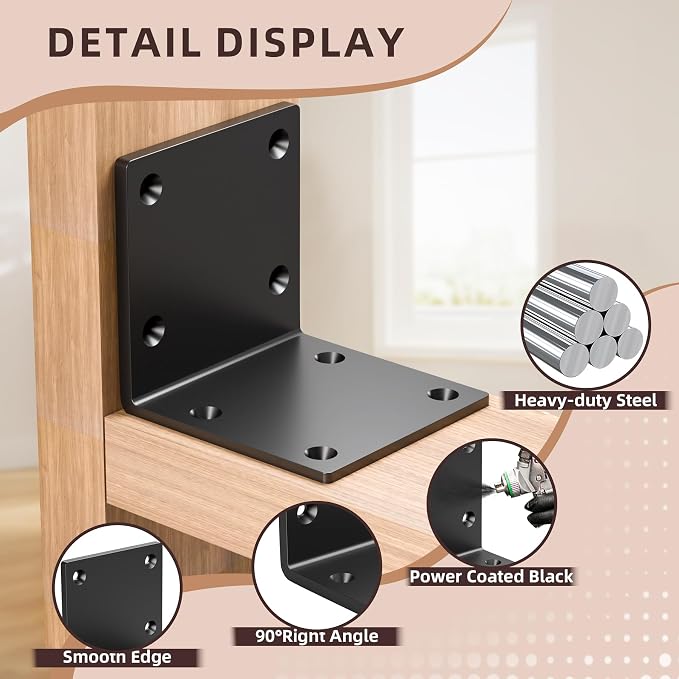 6" X 6" X 5" Heavy Duty Steel L Angle Bracket - Image 3