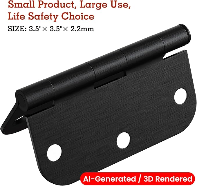 TDCHINGES Rounded Door Hinges 3.5" X 3 1/2 Inch Brushed Black 5/8" Radius | 30 - Image 6