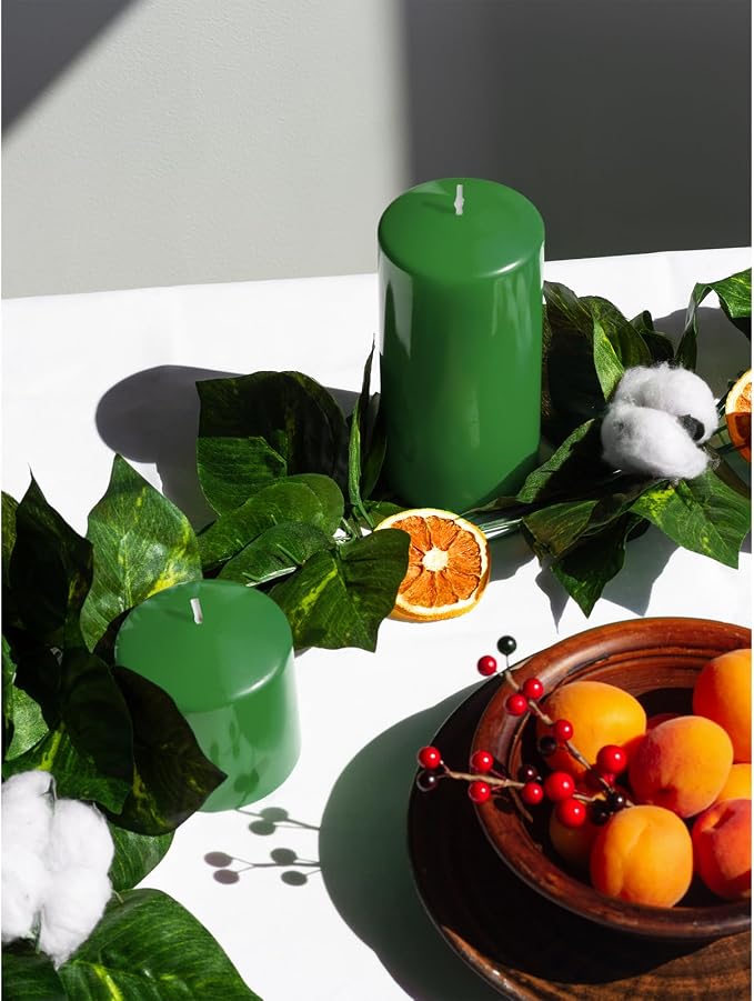 Green Pillar Candles Set of 3 - Image 7