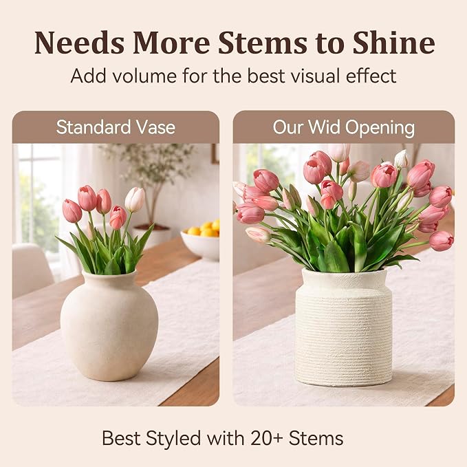Ceramic Flower Vase 7.5 inch Farmhouse Rustic Vase - Image 5