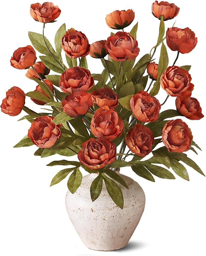 12 Pcs 27" Faux Silk Peony Artificial Fall Flowers Stems - Image 9