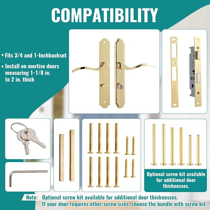 MaxxGeek Flat Slot Storm Door Handle Complete Set, Mortise Keyed Lever Mount - Image 2